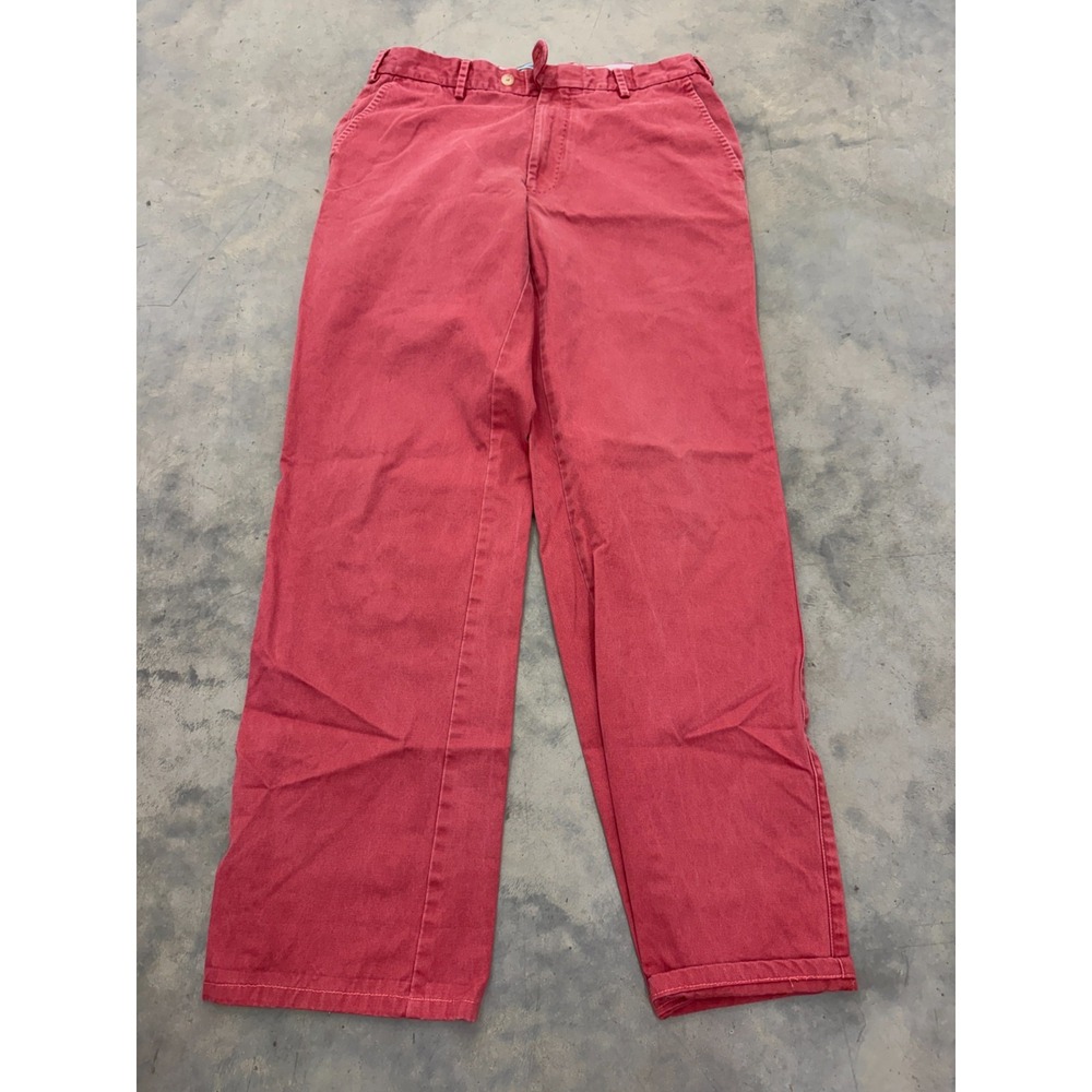 Peter Millar Pants Mens 32 Red Raleigh Washed Wide Leg Classic Everyday Chino